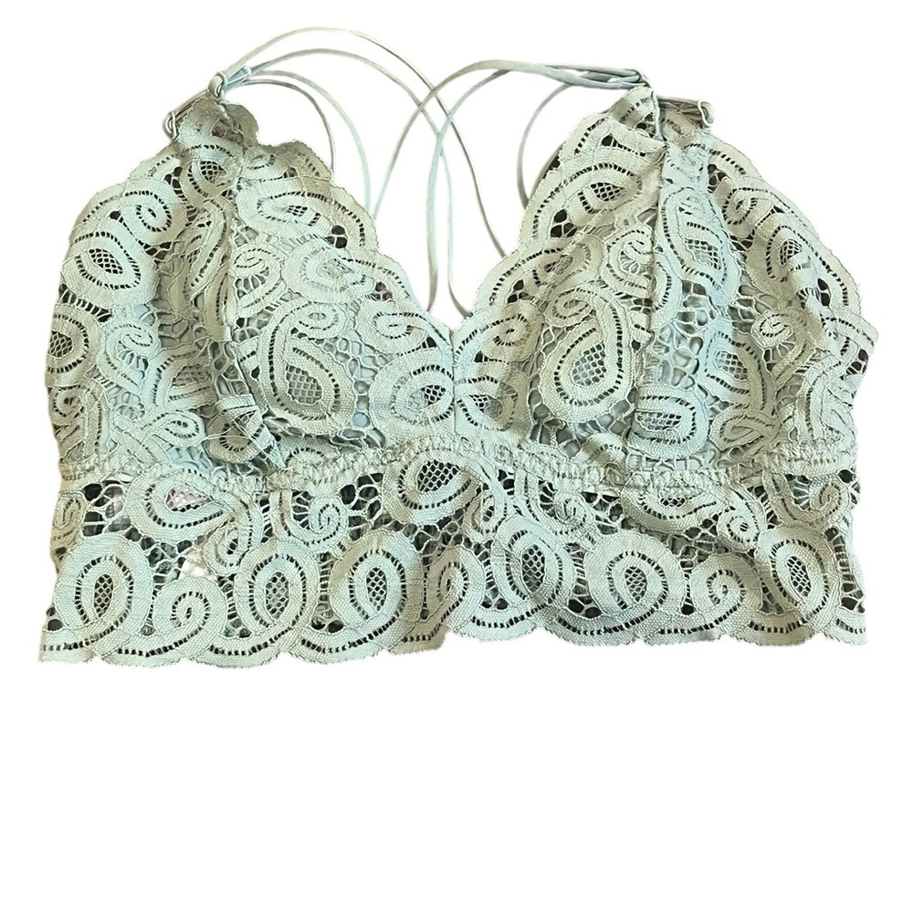 PINK Victoria's Secret Green Lace Bralette, Size Large, NWOT